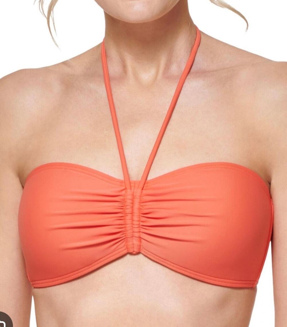 Tommy Hilfiger Orange Convertible Bandeau Bikini Swim Top L NWT